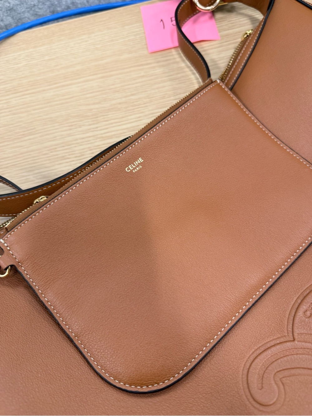 SOLD - CELINE Supple Calfskin large Triomphe Heloise Shoulder Bag Tan 👜🌟💎❤️ - Picture 11 of 13